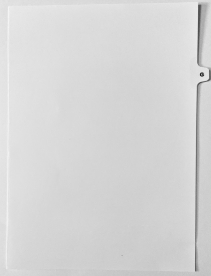 A4 Tab Dividers Printed Tab "G" White 100 Sets