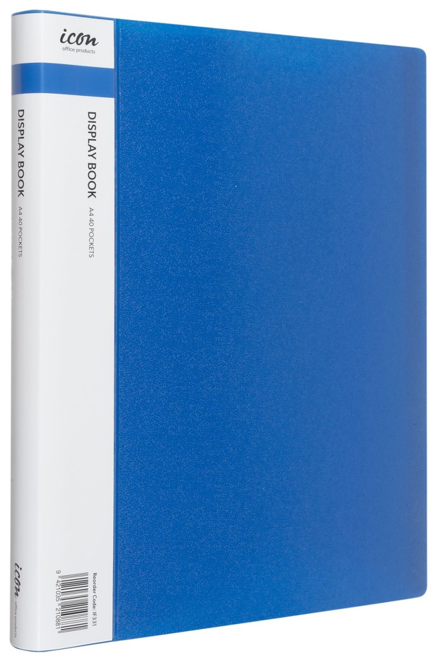 Icon Display Book With Insert Spine A4 40 Pocket Blue