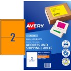 Avery Shipping Labels Laser Printer HighVis 959404/L7168FO 199.6x143.5mm Fluoro Orange Pack20 Labels image