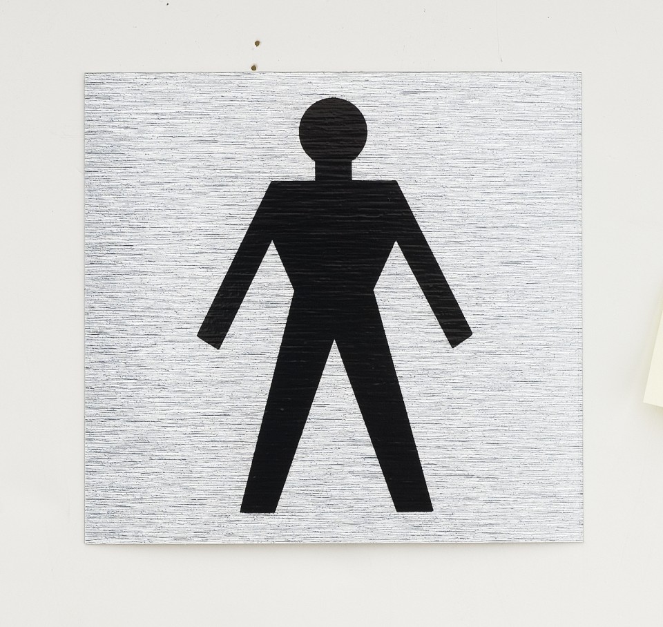 Rosebud Sign *Man* (Symbol) Brushed Aluminium Self Adhesive 85 x 80mm