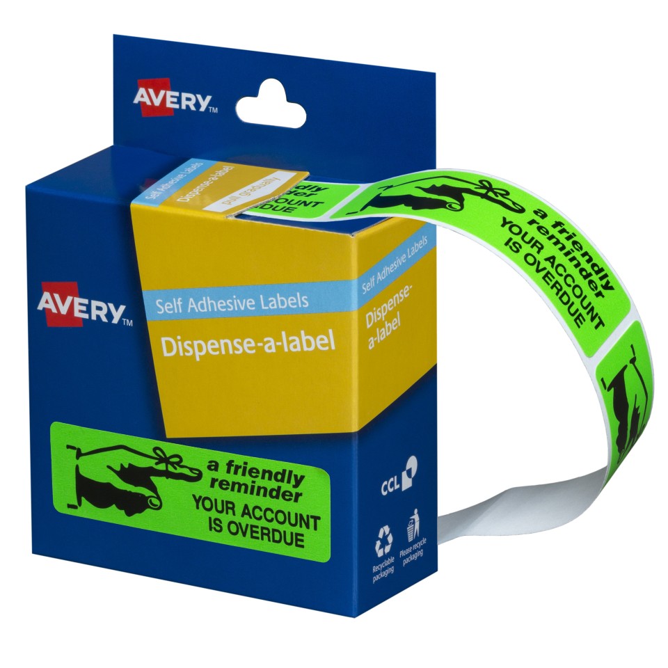 Avery Friendly Reminder Labels Dispenser 937261 64x19mm Pack 125 Labels
