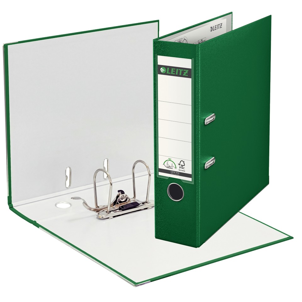 Leitz Lever Arch File 180D Foolscap 80mm Green