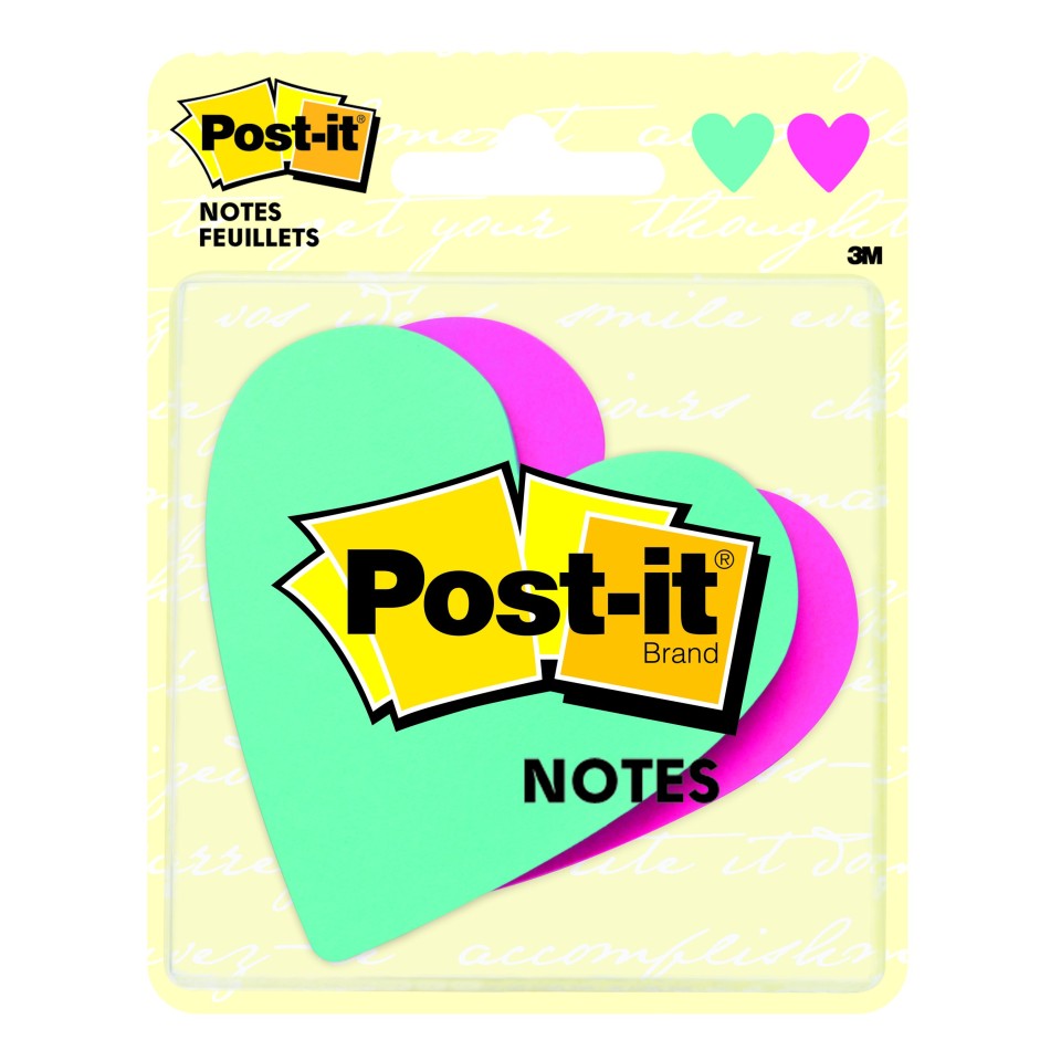 Post-it Self Adhesive Notes Heart Shape Pack 2