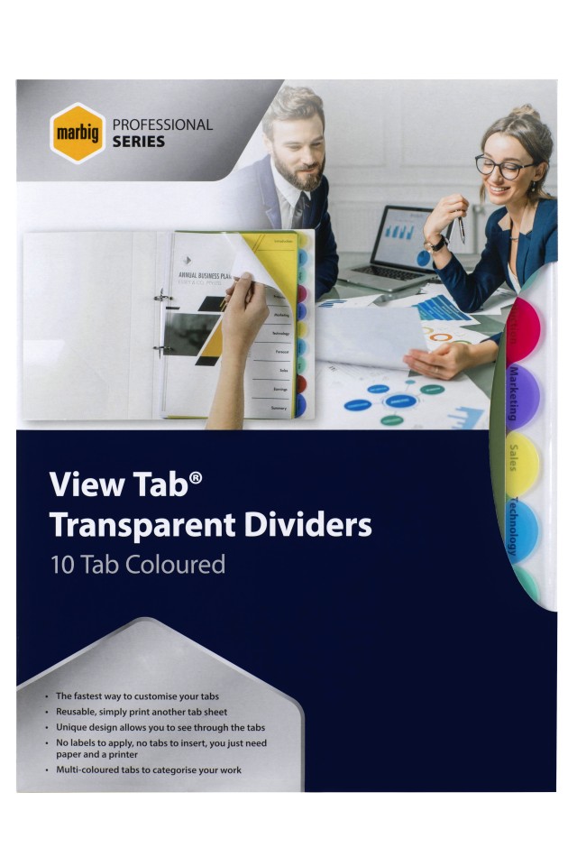 Marbig Professional Dividers Polypropylene 10 Tab Coloured A4 Coloured