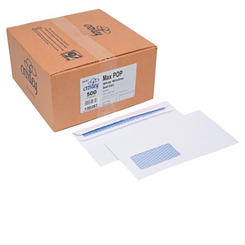 Croxley MaxPOP Envelope Window Max POP 120mm x 235mm White Box 500