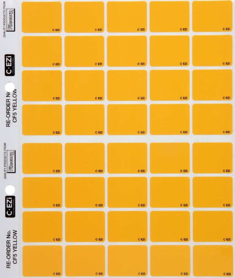 Filecorp C-Ezi Colour Flash Lateral Labels Colour Yellow 24mm Sheet 40