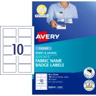 Avery Name Badge Labels Laser Printer Fabric Print&Divide 980040/L7427 88x52mm White Pack 150 Labels image