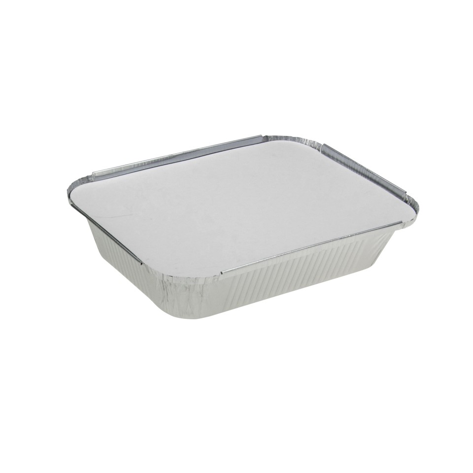 Uni-Foil Rectangle Takeaway Container Medium with Lid 50Hx169Wx229Dmm Carton 500