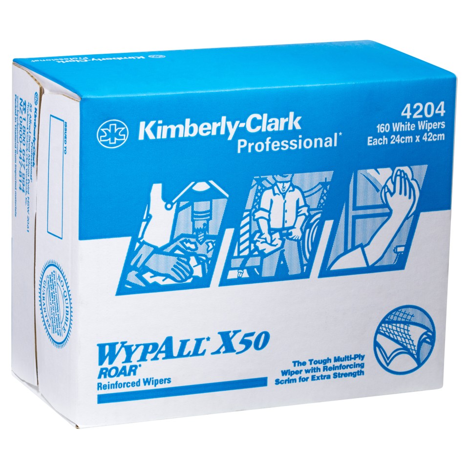 Wypall X50 ROAR Reinforced Wipers 4204 4 Ply White