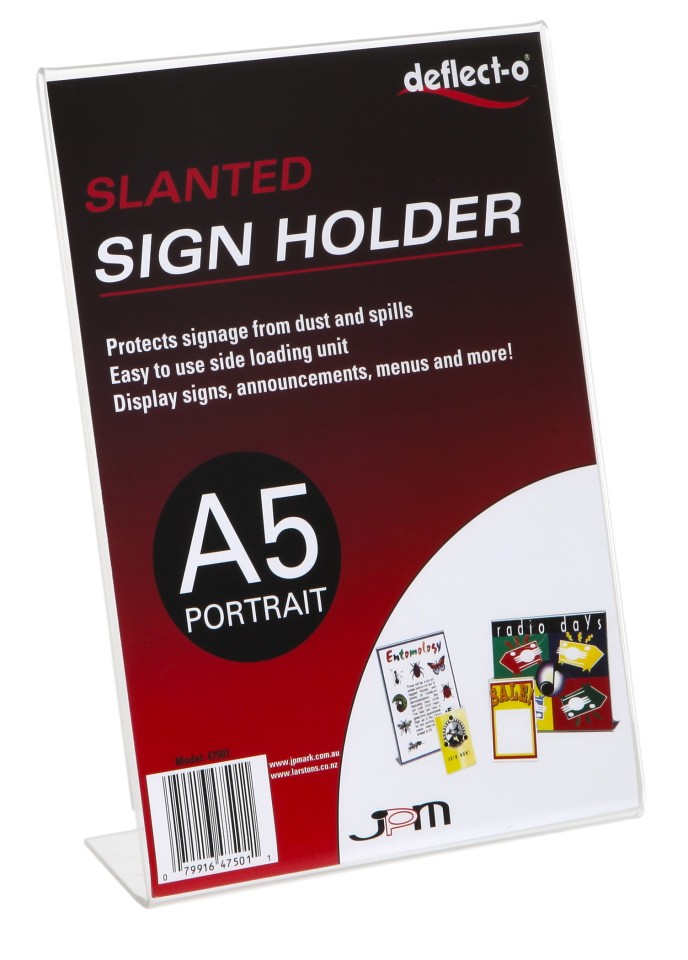 Deflecto Sign/Menu Holder Slanted Portrait A5