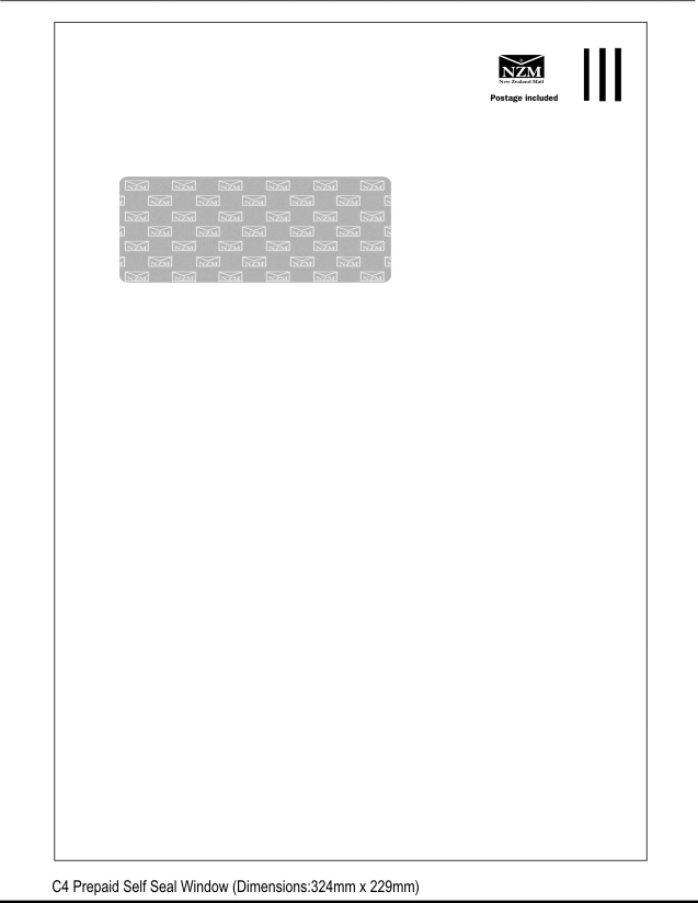 NZM Prepaid Window Envelope Self Seal C4 229mm x 324mm White Box 250