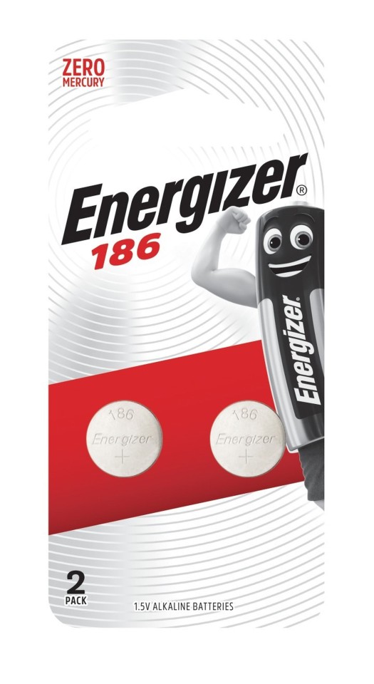 Energizer 186 Coin Battery Alkaline 1.5V Pack 2