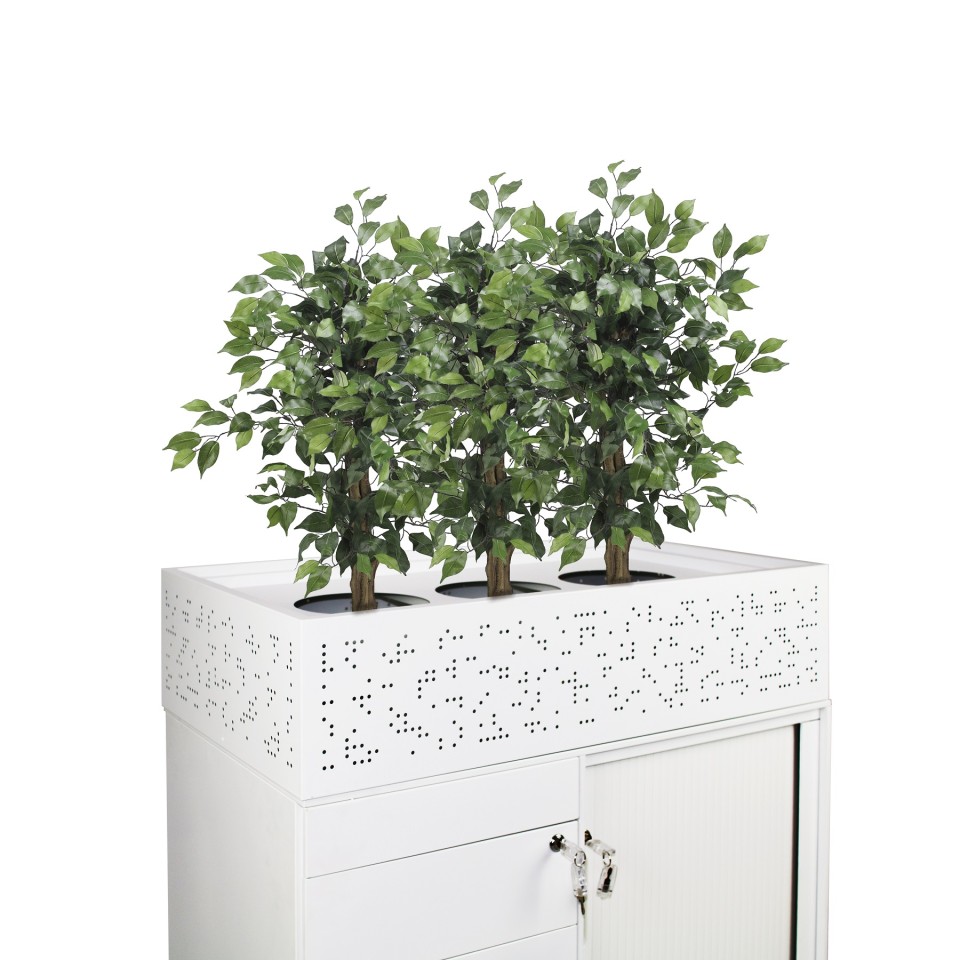 Tambour Cupboard w/ Planter Box 900Wx1020Hmm White