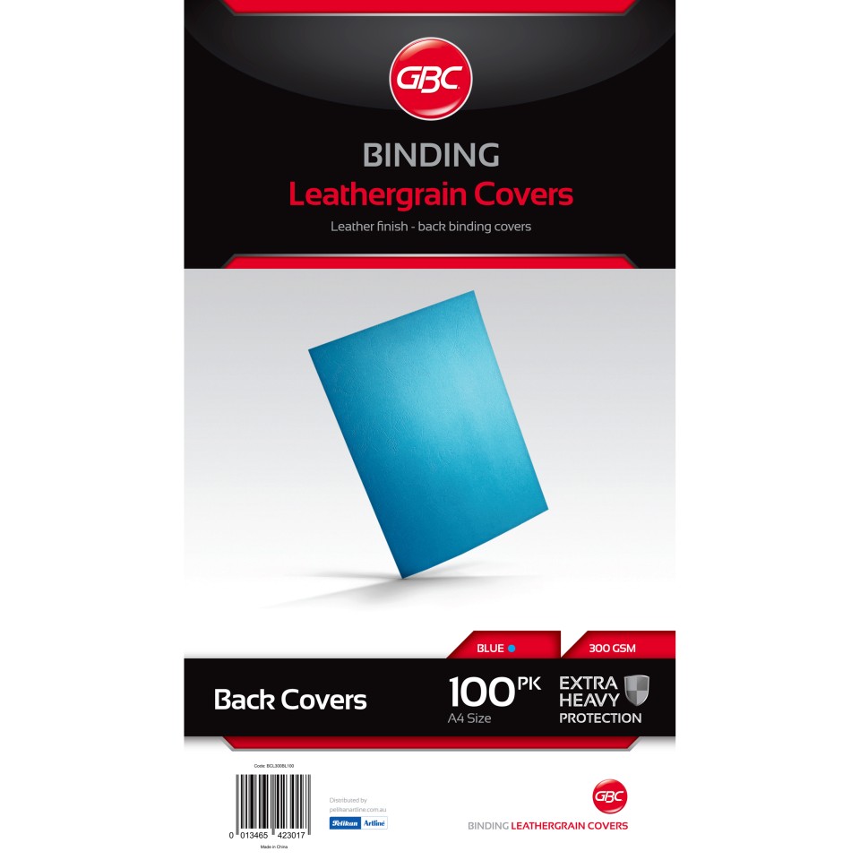 GBC Binding Covers Leathergrain A4 300gsm Blue Pack 100