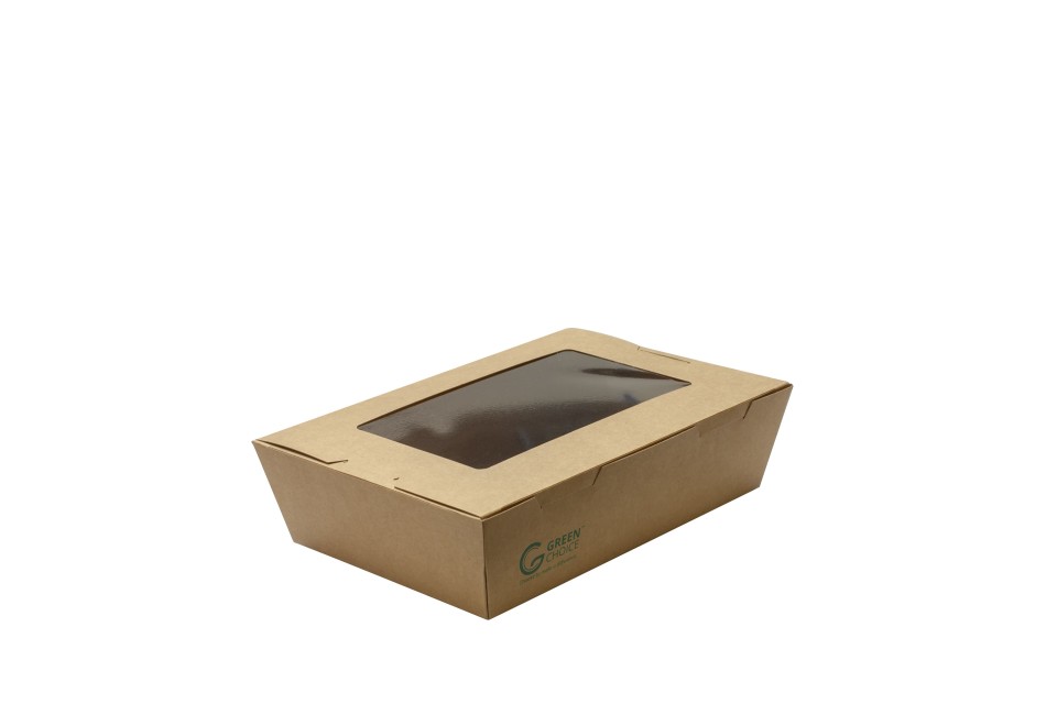 Green Choice Take Away Box With Window Kraft Pla Medium Carton 200
