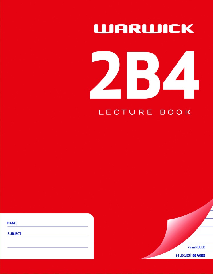Warwick 2B4 Lecture Book Hard Cover 7mm Ruled 230 x 180mm 94 Leaf
