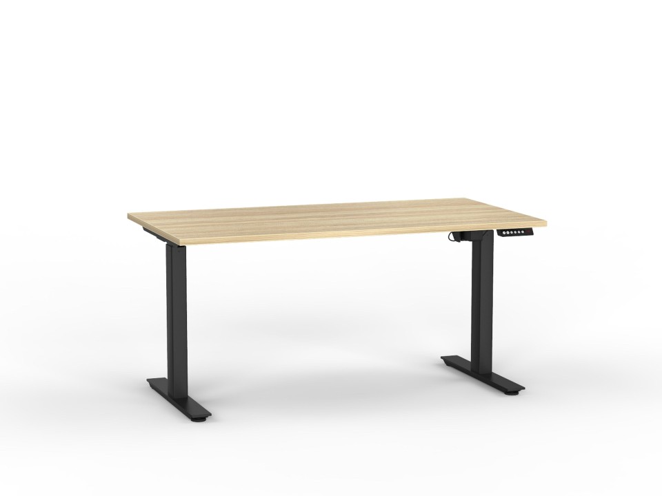 Agile 3 Stage Height Adjustable Desk 1500Wx800Dmm Atlantic Oak Top / Black Frame