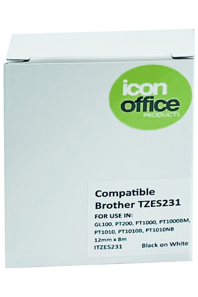 Icon Compatible Tz Strong Tape Black On White 12mmx8m