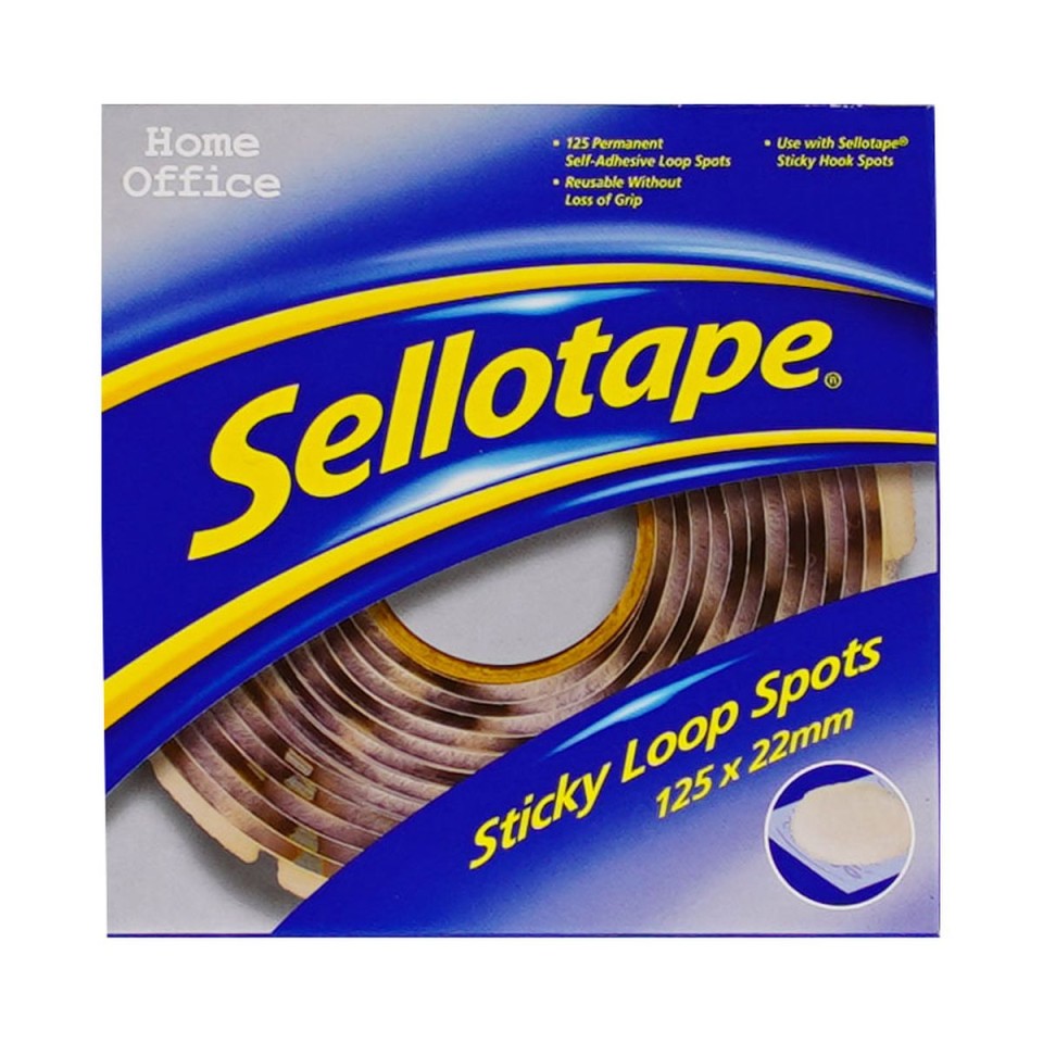 Sellotape Sticky Loop Spots Permanent 22mm Pack 125
