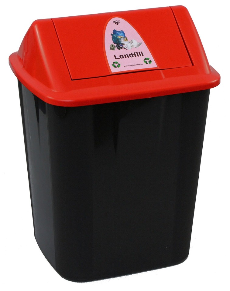 Italplast Landfill Waste Separation Bin 32L Black Bin Red Lid