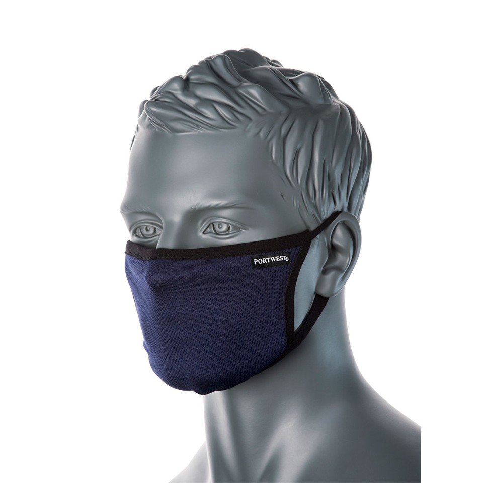 CV 33 3-ply Anti-microbial Reusable Fabric Face Mask Box Of 25 - Navy