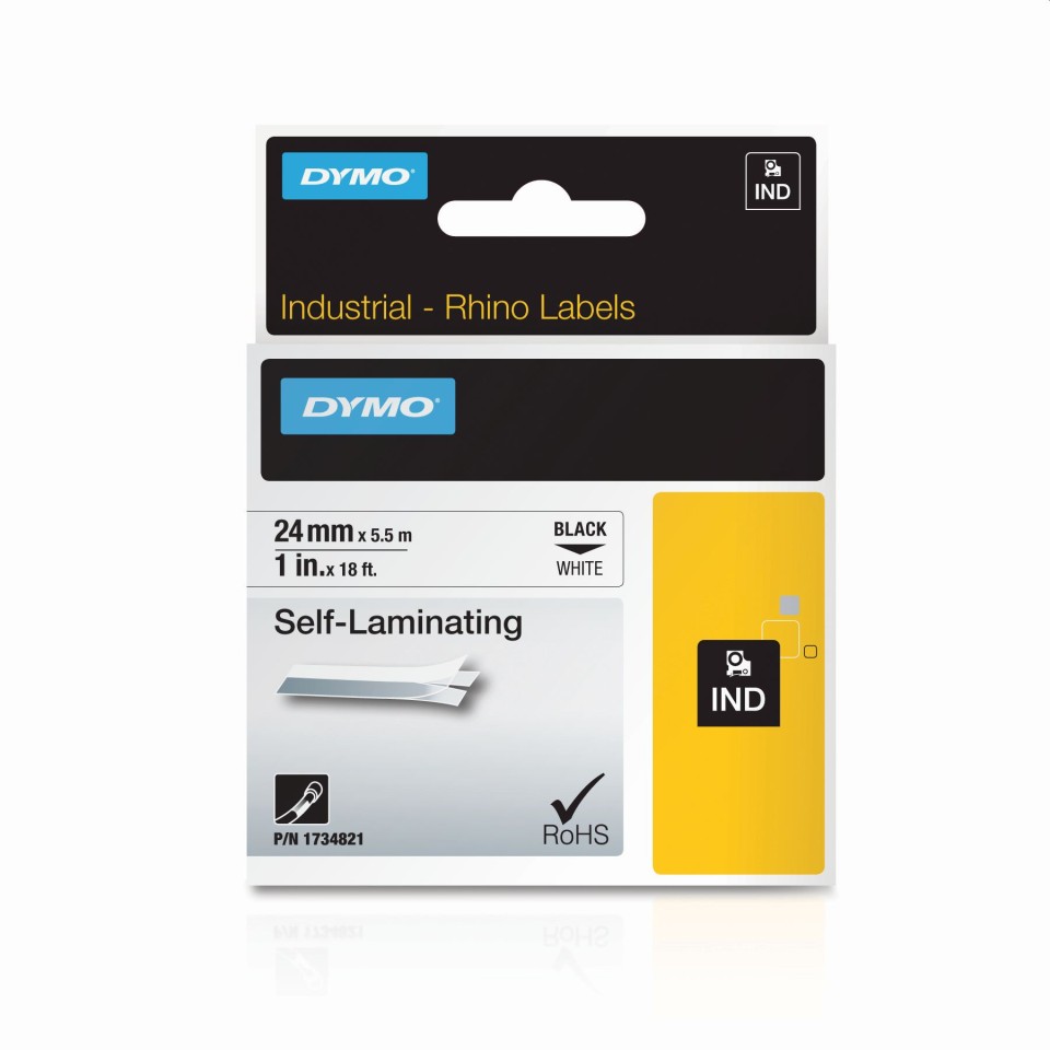 Dymo Rhino Self Laminating Label Tape White 24mm