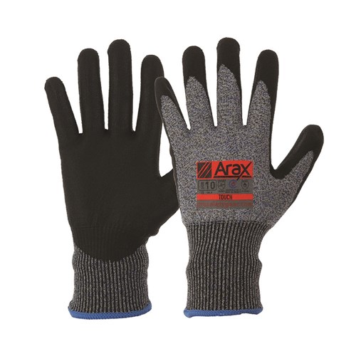 Paramount Safety Apud Arax Touch Cut 5 Glove Cut Resistant Pu Palm Grey Size 8 Pair