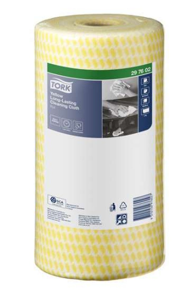 Tork Yellow Long-Lasting Cleaning Cloth Premium Heavy Duty 90 Sheets Per Roll