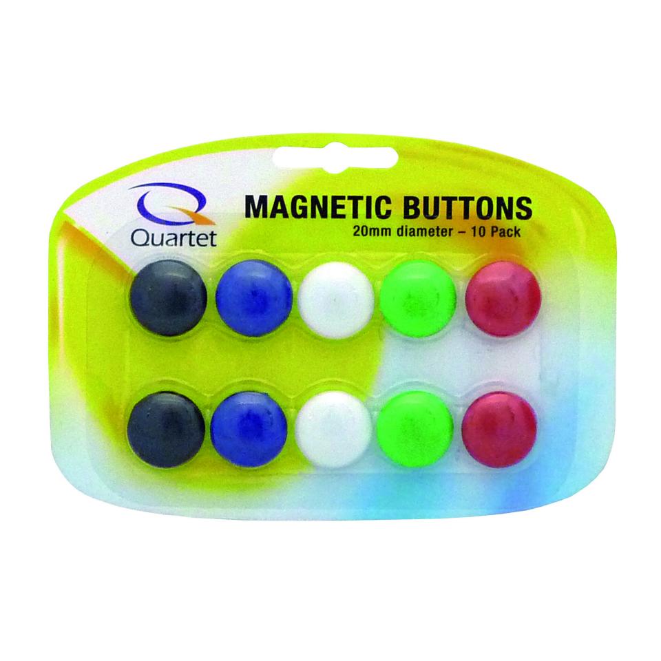 Quartet Magnetic Buttons 20mm Assorted Colours Pack 10