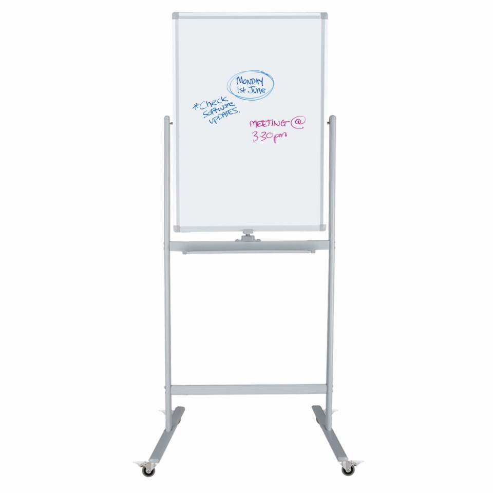 Boyd Visuals Lacquered Steel Mobile Pivoting Whiteboard 600 x 900mm