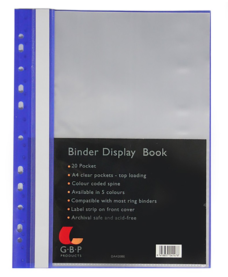 OSC Binder Display Book 20 Pocket A4 Blue Pack 10