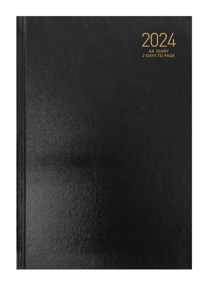 NXP 2024 Hardcover Diary A4 2 Days To Page Black