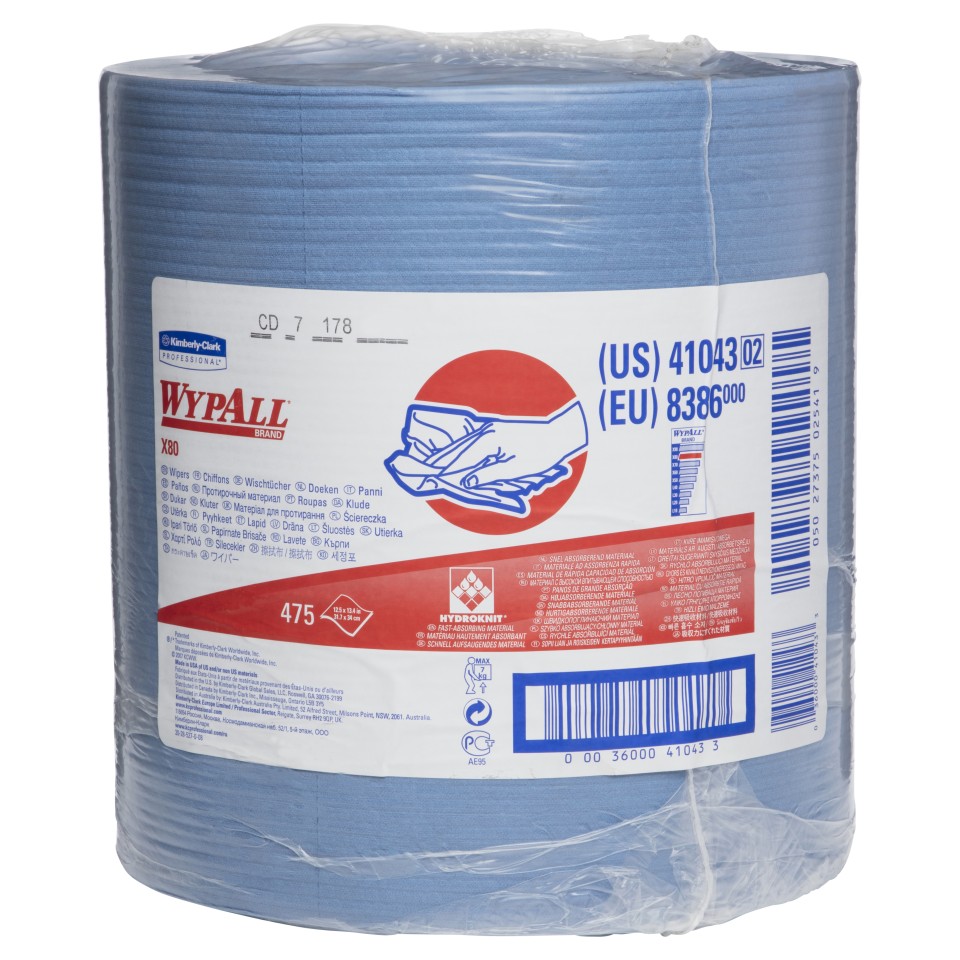 WypAll X80 Perforated Jumbo Roll Wiper 41043 Blue Roll of 475