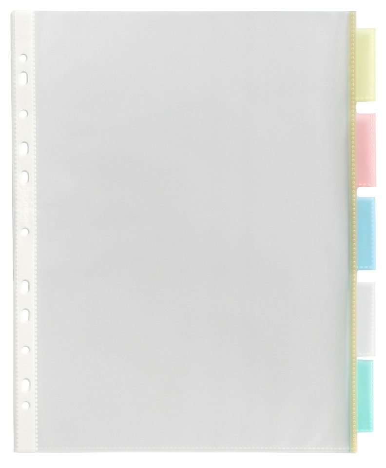 Marbig Dividers Polypropylene Pocket Coloured Tab A4 Clear 5 Tab