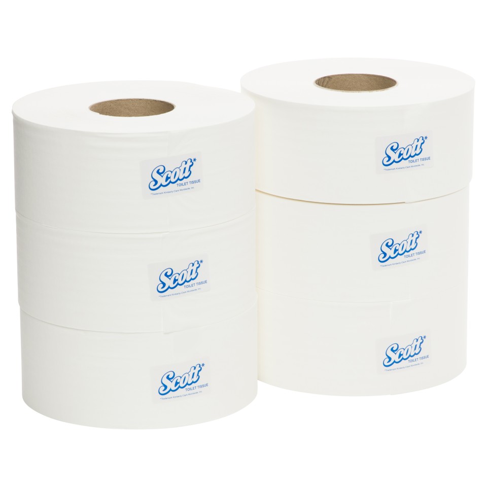 Scott Jumbo Toilet Roll 1 Ply White 600 meters per Roll 5748 Carton of 6