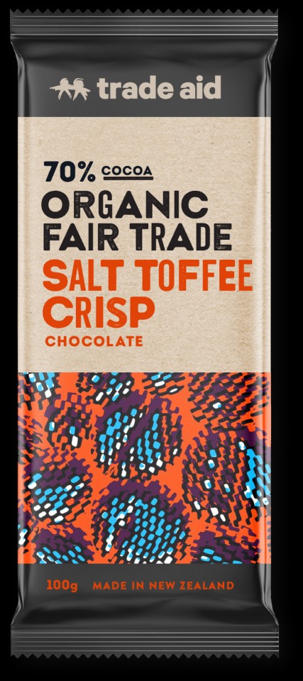 Trade Aid Organic 70% Salt Toffee Crisp Chocolate 100g