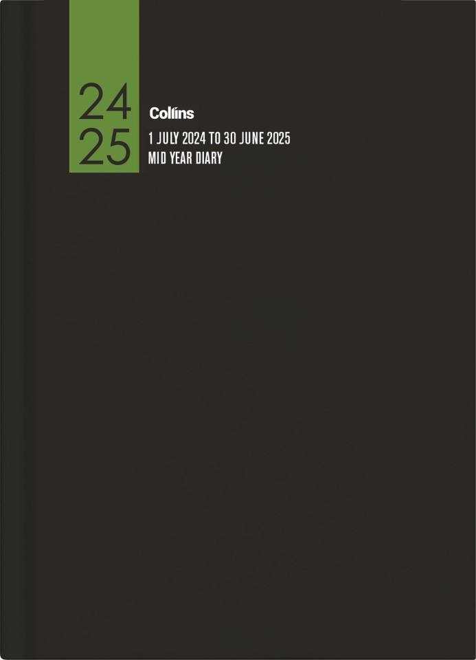 Collins Hardcover 2024-2025 Diary A5 Day To A Page Black