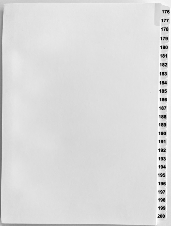 A4 Tab Dividers Printed Numbers 176-200 5 Sets
