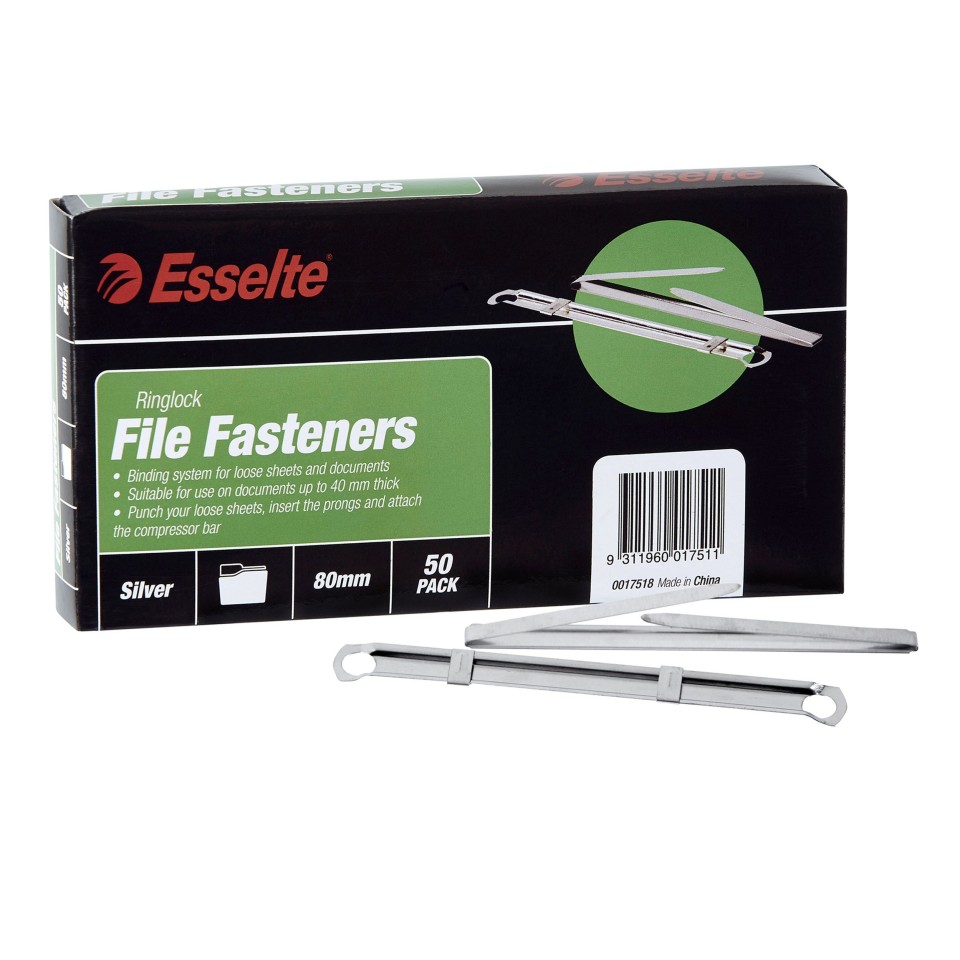 Esselte File Fasteners Ringlock 80mm Prongs 56mm Box 50