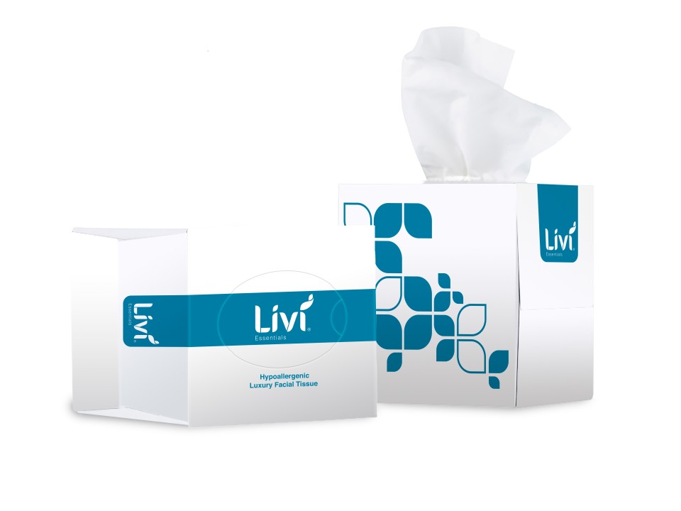 Livi Essentials Premium 2 Ply 90 Sheet Facial Tissue Cube Ctn/24