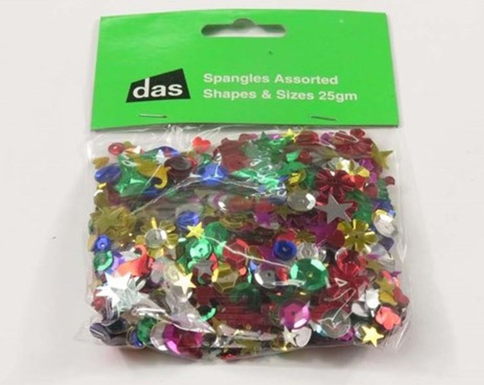 DAS Spangle Sequins Assorted Shapes & Sizes 25g