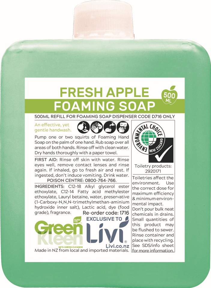 Livi Health Basics Foaming Soap Apple 500ml 1716 Carton of 6