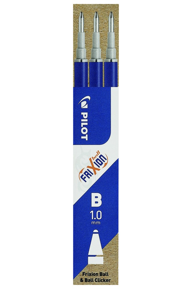 Pilot Frixion Clicker Ballpoint Pen Refill Broad 1.0mm Black Pack 3