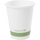 Vegware Paper Cup Hot Compostable 79mm Lid 280ml / 8oz Green Band Art Carton 1000 image