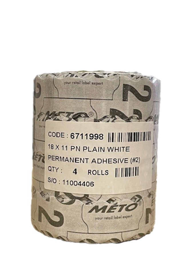 Meto Labels Permanent 7.18 18x11mm White Roll 1500 Pack 4