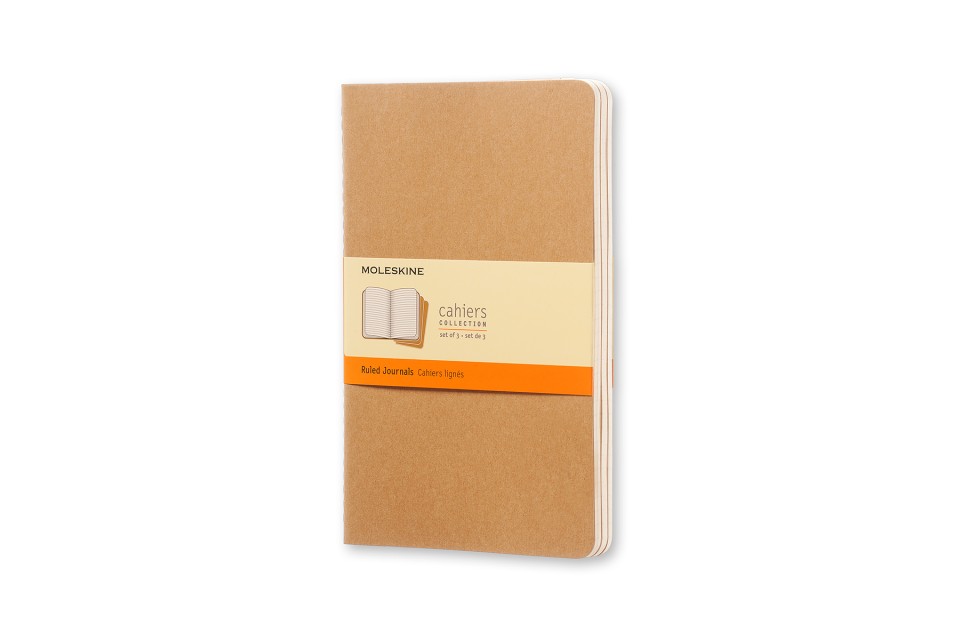 Moleskin Cahiers Collection Notebook Ruled Large 80 Pages Kraft Brown Set 3