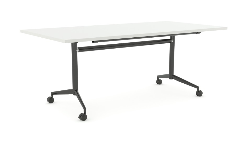 Knight Team Flip Table 1600(w)x800(d)x725(h)mm Black Base White Top