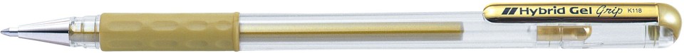 Pentel K118 Hybrid Rollerball Pen Gel Grip 0.8mm Gold