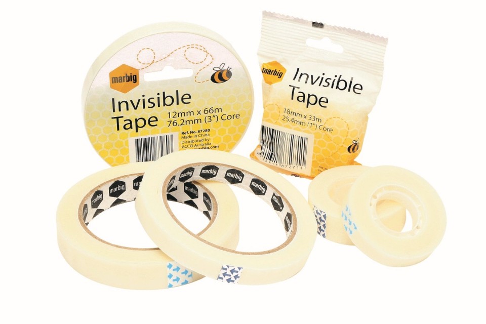 Marbig Invisible Tape 12mm x 33m Roll