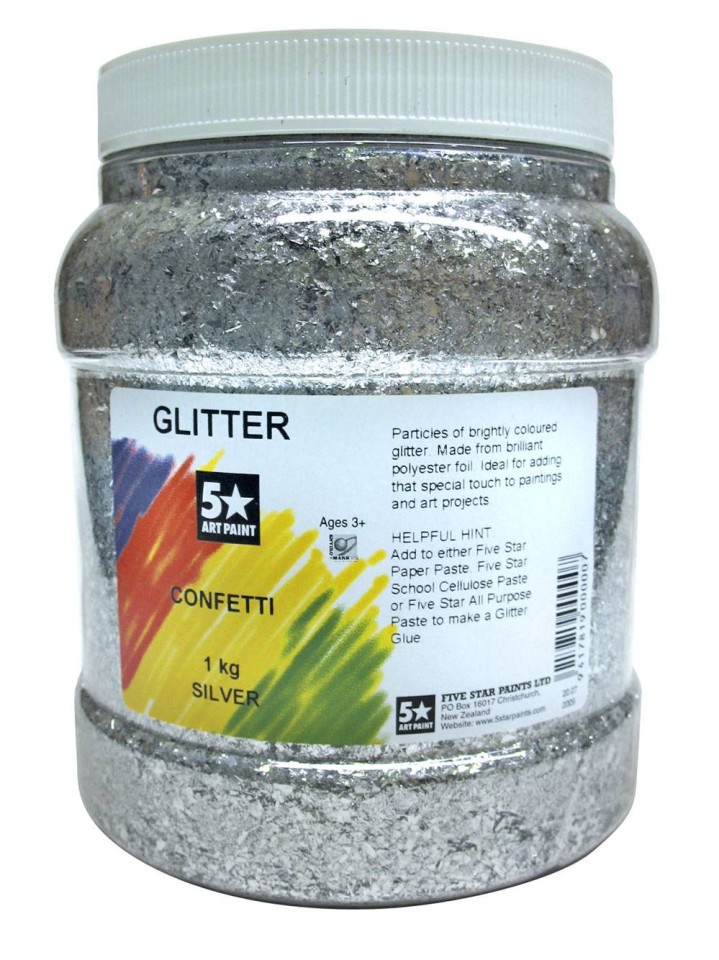 5 Star Glitter Silver 1kg Jar